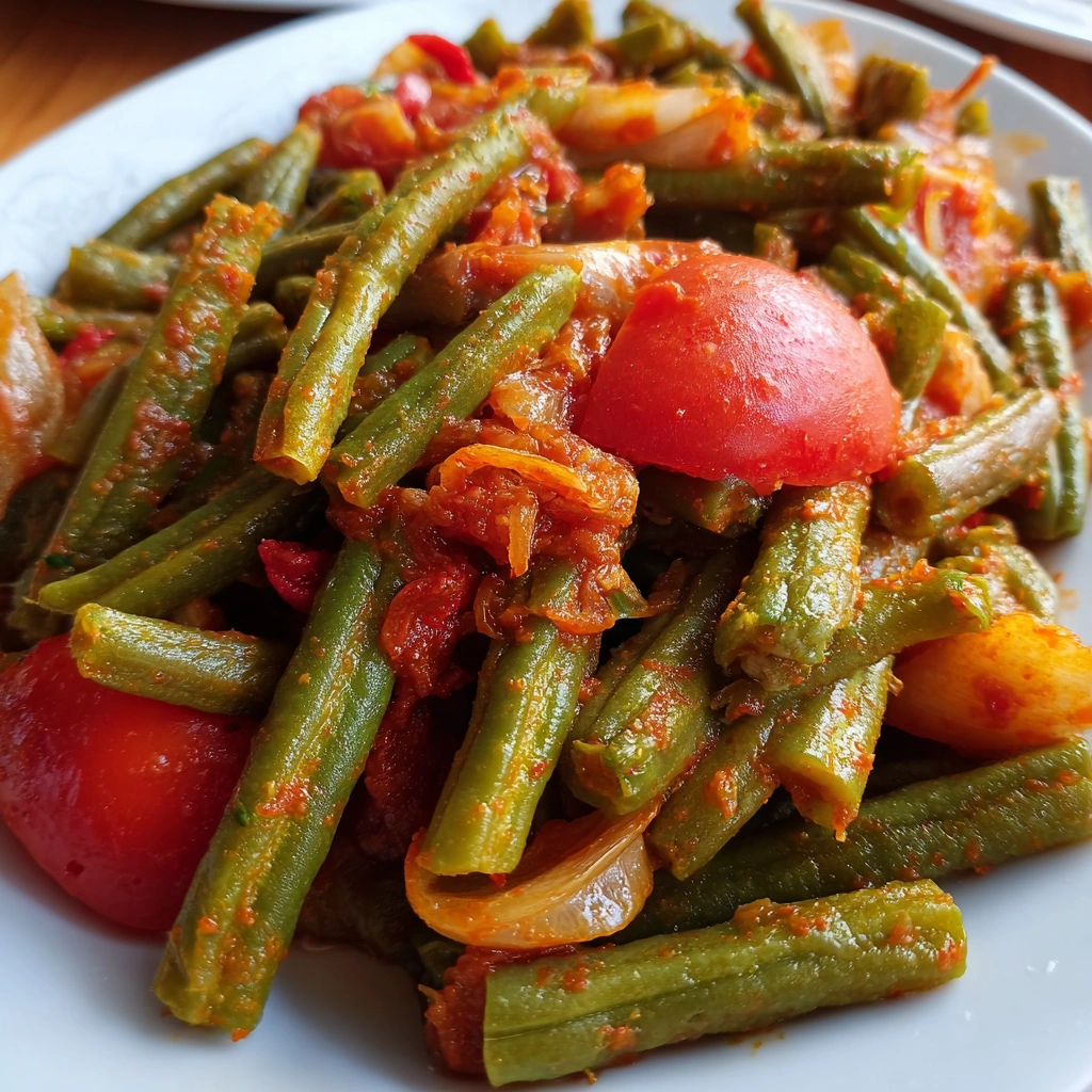 Türkische Stangenbohnen in Tomatensauce lecker zubereiten!